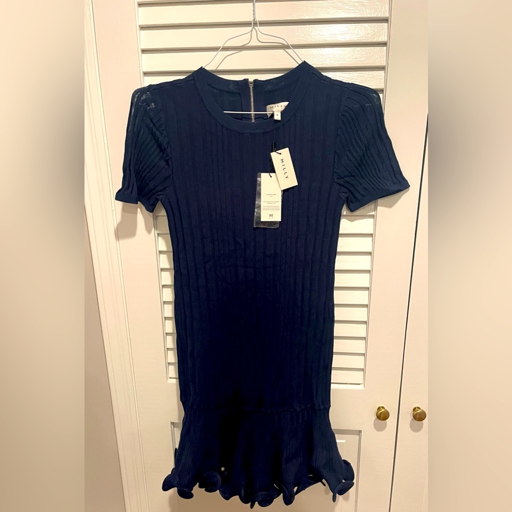 Milly Navy Tee shirt Ribbed Sweater Dress Size Medium (6/8)